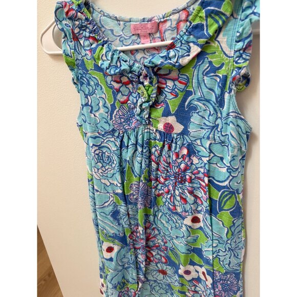 Lilly Pulitzer Girls Size 12-14 XL X-Large Sleeveless Floral Print Dress14100% C - Picture 2 of 5
